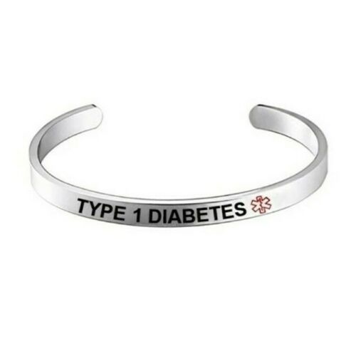 Type 1 Diabetes adjustable stainless steel medical ID bangle