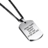 Admiral black and silver personalised stainless steel medical id alert dog tag style necklace reverse view