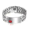 Blank Bands Wide silver stainless steel medical alert bracelet with dual chain band.