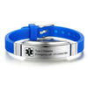 Barcelona personalised blue silicone medical alert bracelet for adults and children
