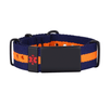Blue and orange striped customisable Wayfarer nylon and stainless steel medical alert bracelet