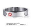 18cm Detroit stainless steel stretch medical alert bracelet dimensions