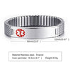 16.9cm Detroit stainless steel stretch medical alert bracelet dimensions