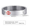 19.5cm Detroit silver stainless steel stretch medical alert bracelet dimensions
