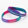 Multi-coloured Diabetes Type 2 medical alert silicone wristbands