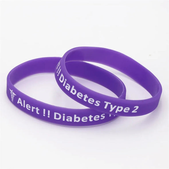 Purple Diabetes Type 2 medical alert silicone wristbands