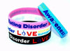 Eating Disorder pink, blue, white and black silicone awareness wristbands for acceptance and support
