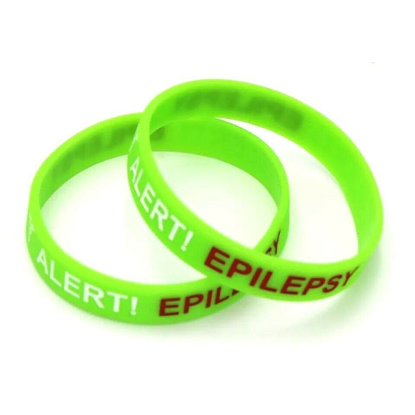 Epilepsy green silicone medical alert wristbands