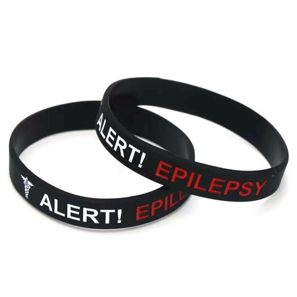 Kids black silicone Epilepsy medical alert wristbands