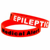 Epileptic red silicone medical alert wristbands