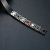Customisable Graphite black stainless steel medical alert bracelet strap showing negative ions and magnets