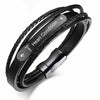 Heart Condition multi-layered leather and stainless steel medical alert bracelet