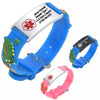 Kids discovery animal themed medical alert bracelets with a silicone strap.