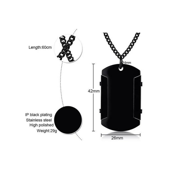 Legion stainless steel medical alert necklace dimensions and specification image
