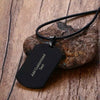 Reverse of Marshall stainless steel black medical alert necklace showing text 'Add Customised Text'