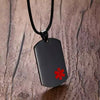 Customisable black Marshall stainless steel medical alert necklace
