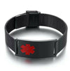 Customisable black MARX II stainless steel medical alert ID bracelet