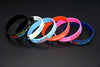Mental health awareness wristbands in black, blue, red, pink and blue