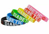 Multicoloured Diabetic medical alert silicone wristbands