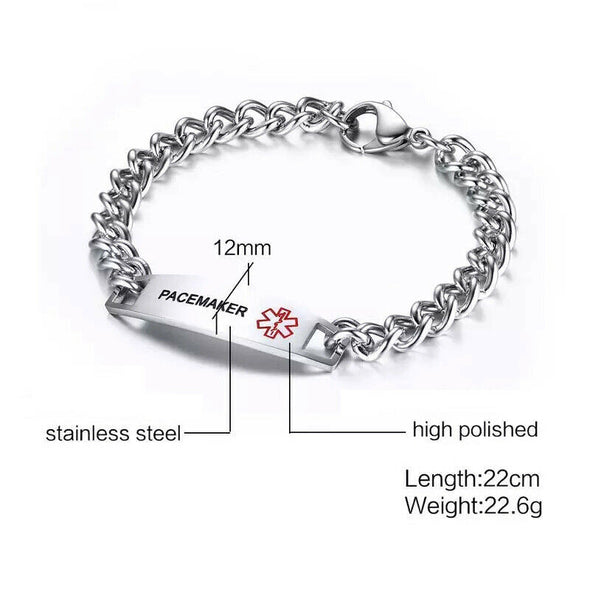 Pacemaker stainless steel medical alert bracelet specification image