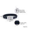 Riptide microfibre leather and stainless steel medical alert bracelet dimensions and specification graphic.