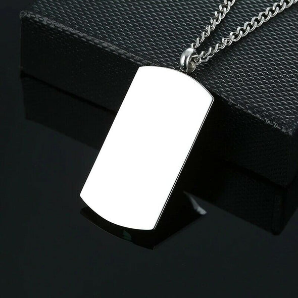 Spectra stainless steel medical alert necklace showing the reverse of the pendant and space for engraving.