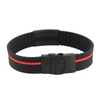Sports Plus+ silicone and stainless steel medical alert bracelet black with red stripe