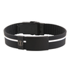 Sports Plus+ silicone and stainless steel medical alert bracelet black white white stripe