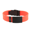Sports Plus+ silicone and stainless steel medical alert bracelet red with black tag