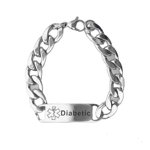 Silver tag stainless steel medical alert bracelets customisable for engraving