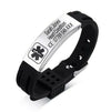 Tactical Mono black silicone and stainless steel medical alert bracelet personalised with an engraving