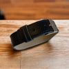 Customisable Texas wide black leather medial alert bracelet clasp view