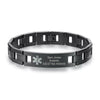 Titan slim black stainless steel medical alert bracelet personalised