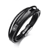 Type 2 multi-layered leather strap medical alert bracelet with sliding magnetic clasp