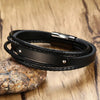 Black Warfarin multi-layer leather medical alert bracelet