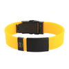 Sports Plus+ silicone and stainless steel medical alert bracelet yellow with black tag