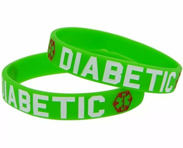 Green Diabetic medical alert silicone wristbands